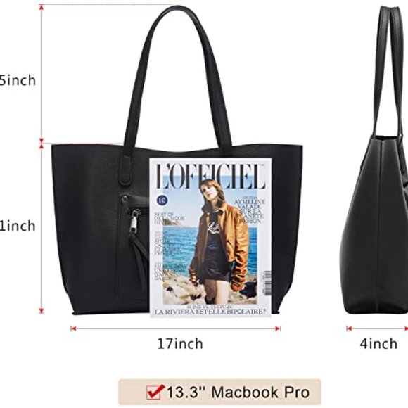 Loiral Tote Bag For Women Large Capacity Shoulder Bag with Front Pocket Pebbled - Picture 2 of 6